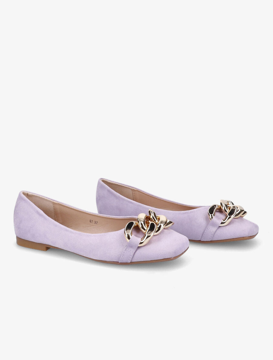 Ballerines à maillons et bouts carrés - Lilas - 4