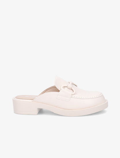 Mules monochrome style mocassin à boucle - Beige - 5