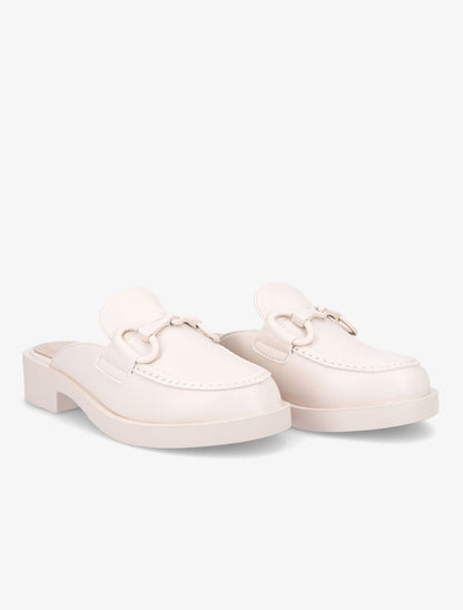 Mules monochrome style mocassin à boucle - Beige - 4