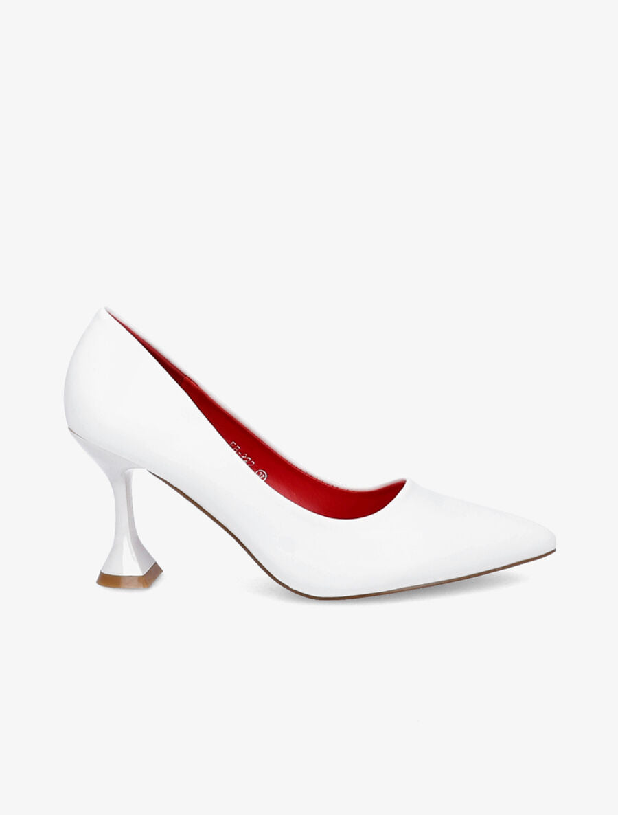 Escarpin bouts pointus à talons bobine - Blanc - 1