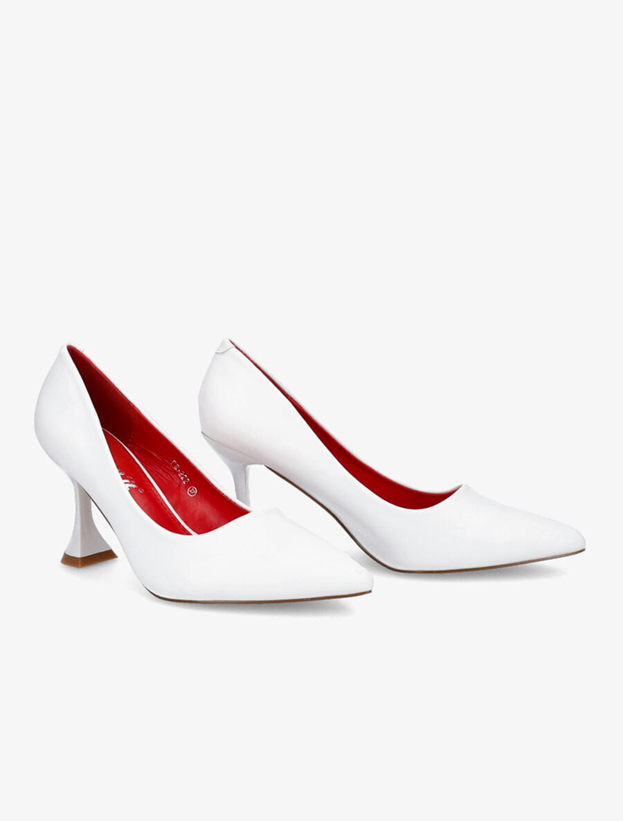 Escarpin bouts pointus à talons bobine - Blanc - 4