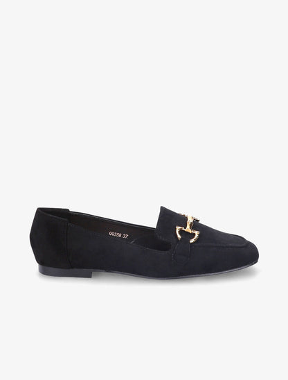 Slippers en suédine à boucles métalliques - Noir - 1