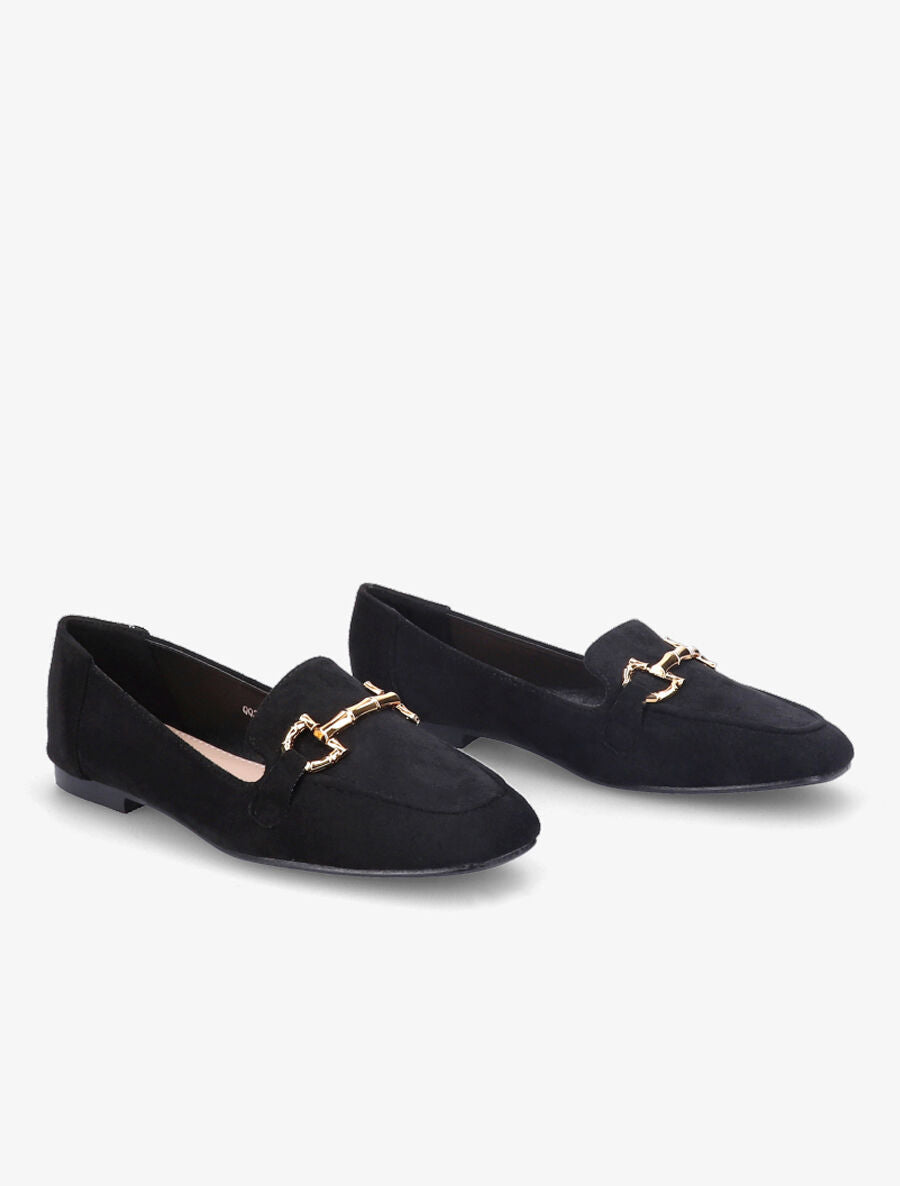 Slippers en suédine à boucles métalliques - Noir - 4