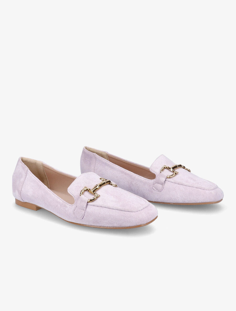 Slippers en suédine à boucles métalliques - Violet - 4