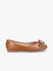 Ballerines en simili à détail chaines - Camel - 5