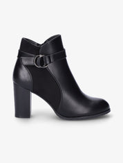 Bottines bi-matière à bride à boucle - Noir - 5