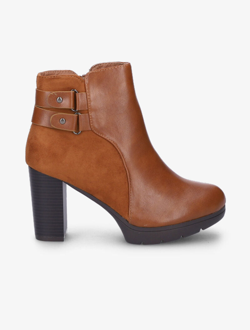Bottines bi-matière à double sangles - Camel - 2