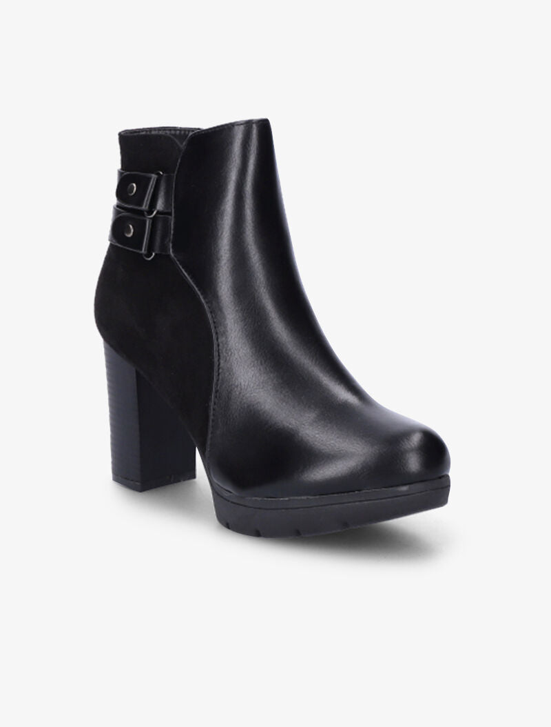 Bottines bi-matière à double sangles - Noir - 3