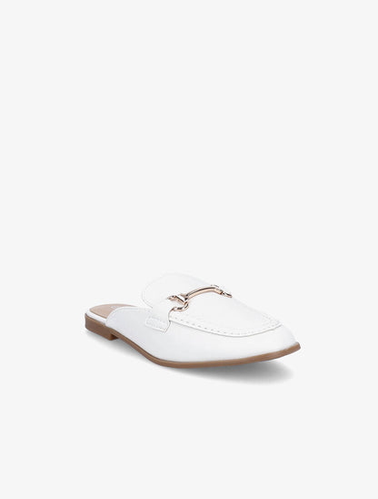 Mules en simili style mocassin - Blanc - 3
