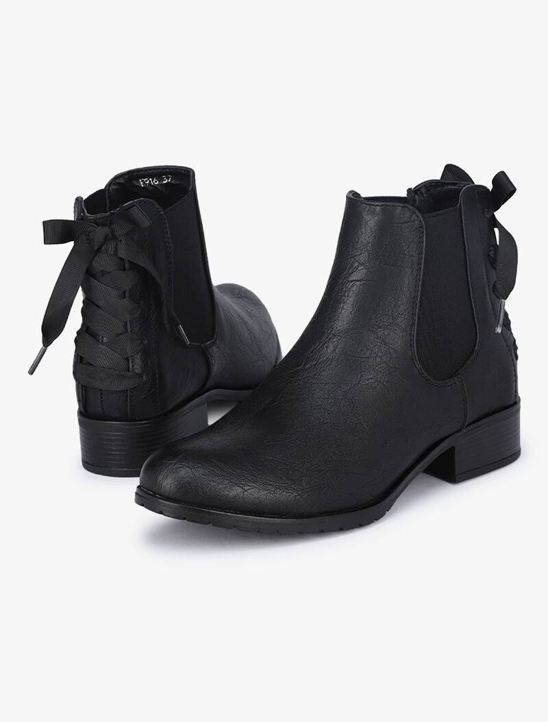 Chelsea boots à contrefort à corsage - Noir - 4