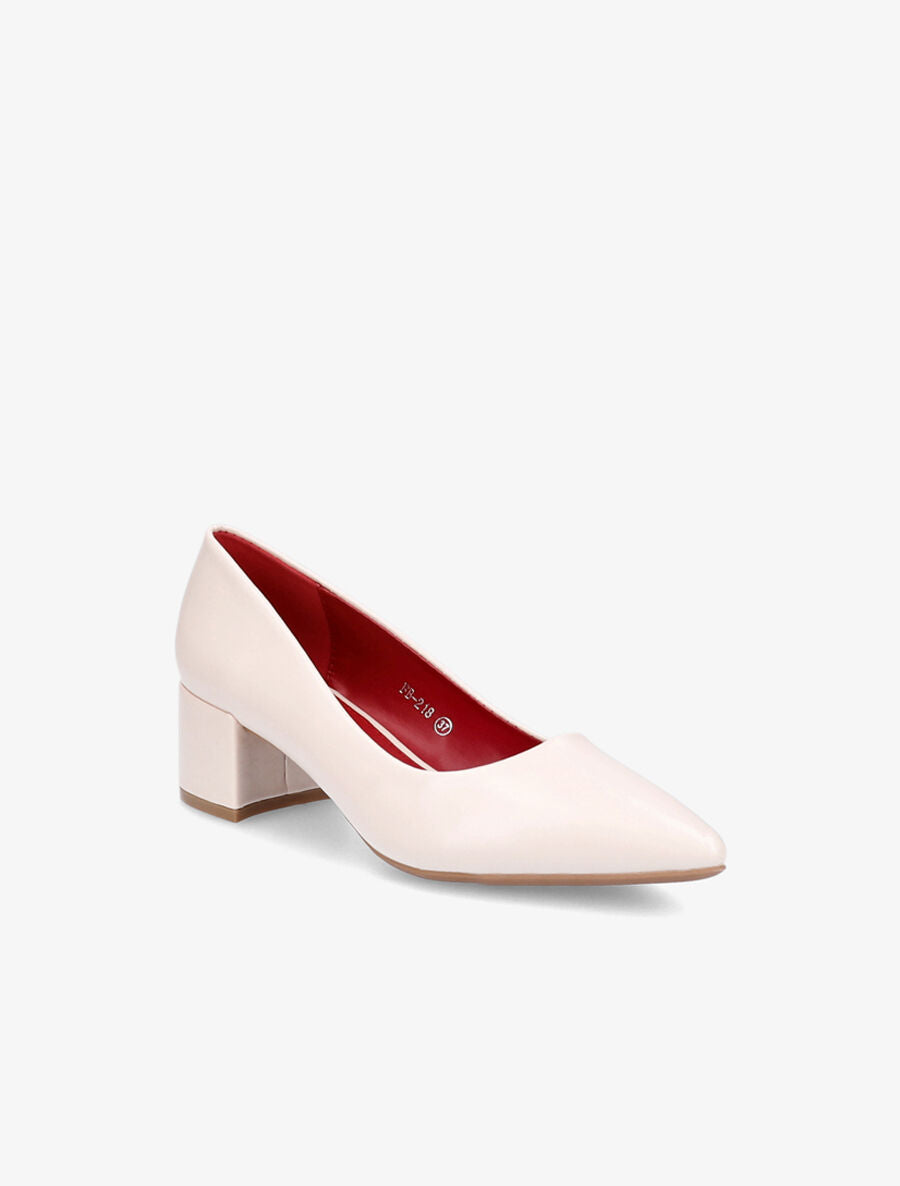 Escarpins pointus à talons carrés - Beige - 2