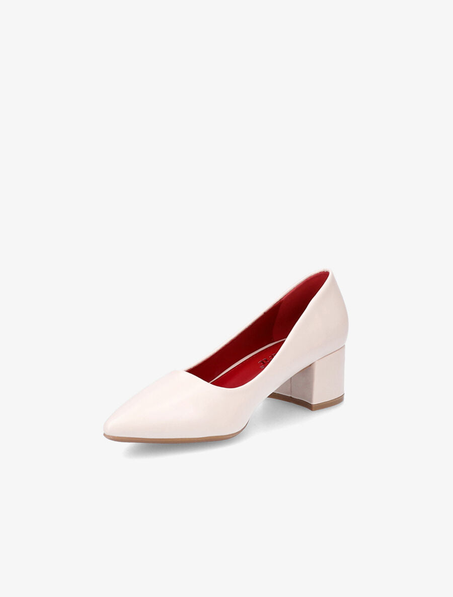 Escarpins pointus à talons carrés - Beige - 3