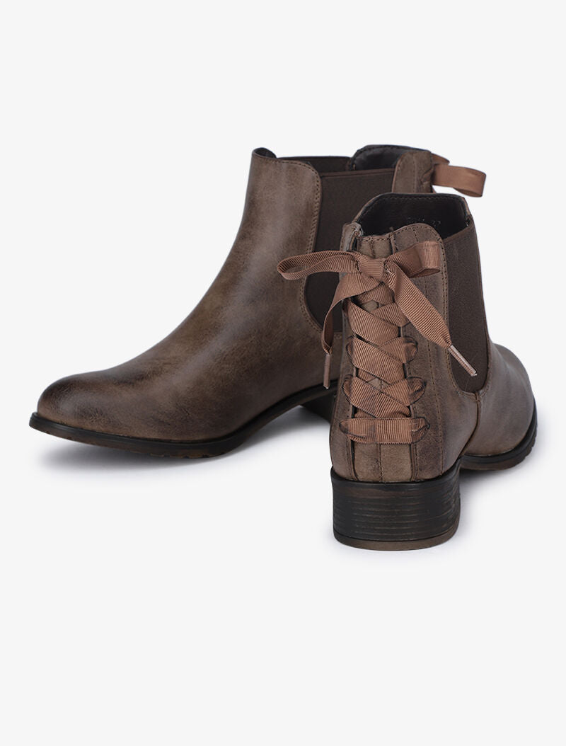 Chelsea boots à contrefort à corsage - Taupe - 5