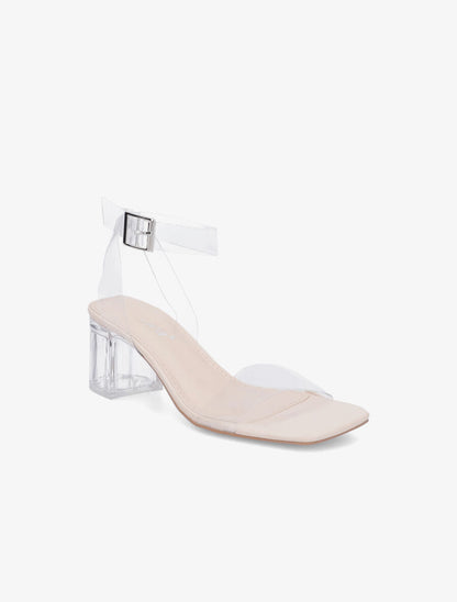 Sandales à brides et ganses transparentes - Beige - 2