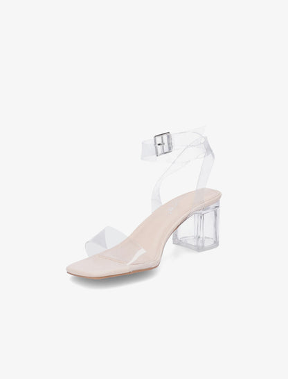 Sandales à brides et ganses transparentes - Beige - 3