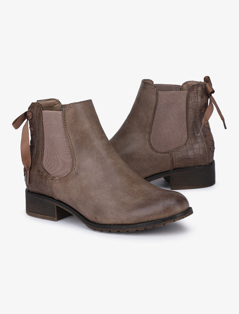 Chelsea boot à contrefort croco à corsage - Taupe - 4