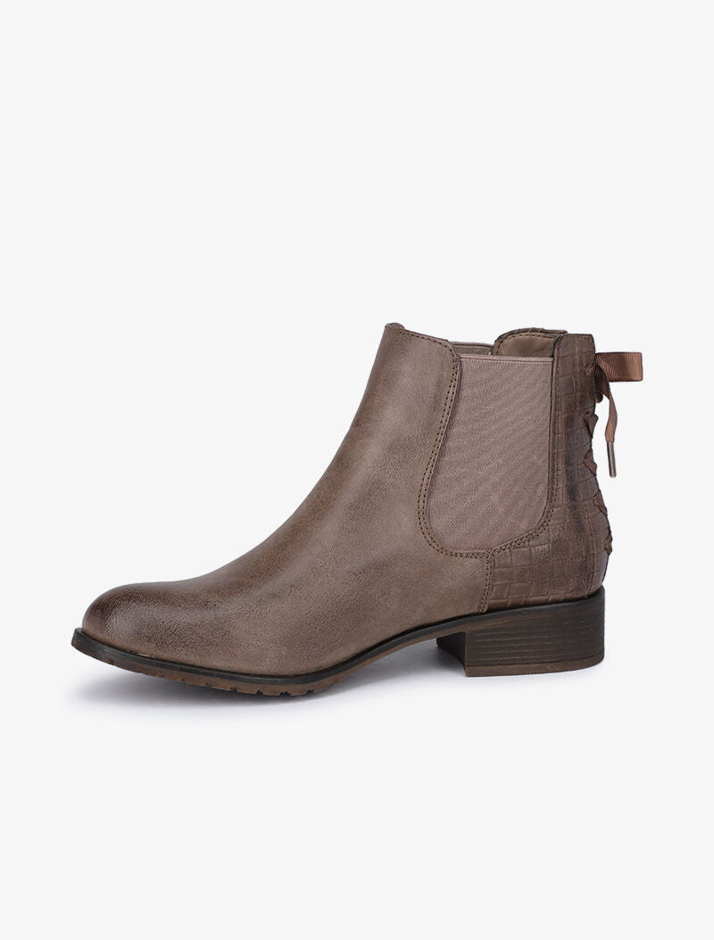 Chelsea boot à contrefort croco à corsage - Taupe - 3