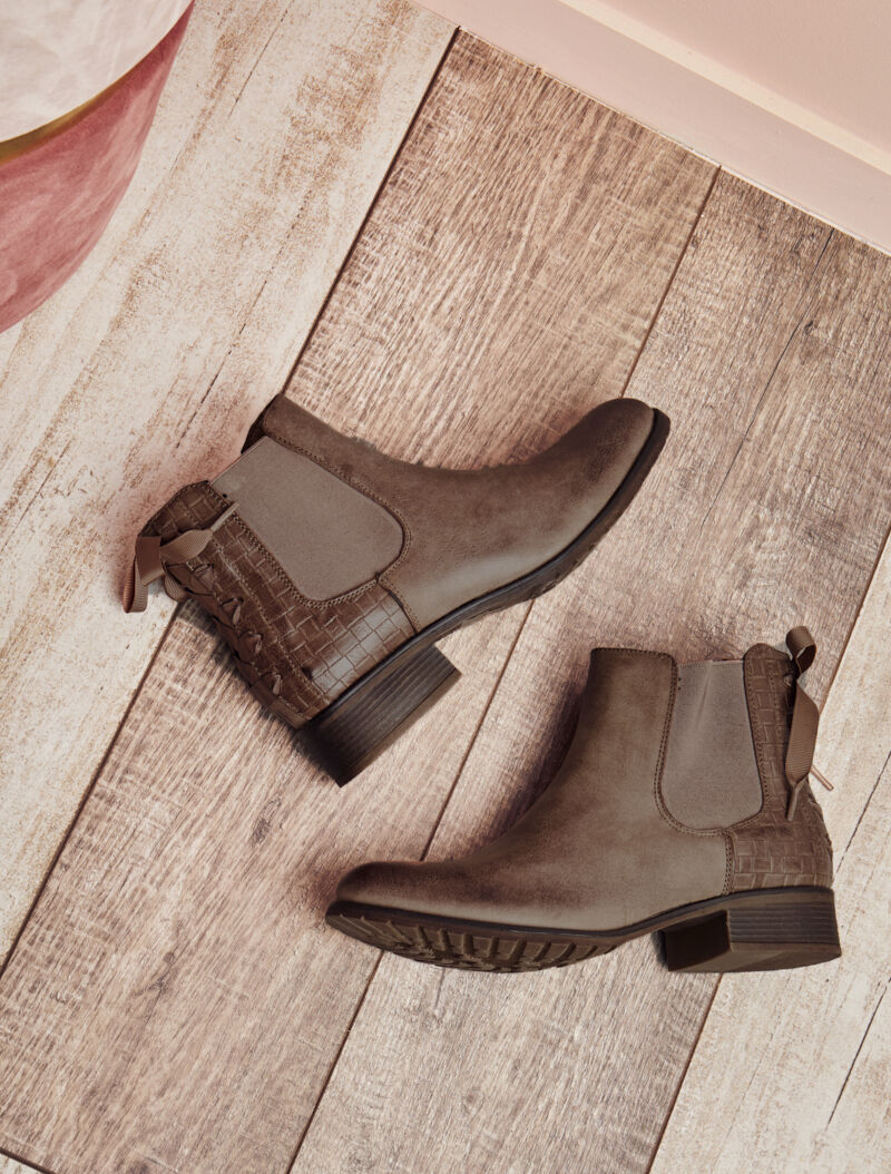 Chelsea boot à contrefort croco à corsage - Taupe - 6