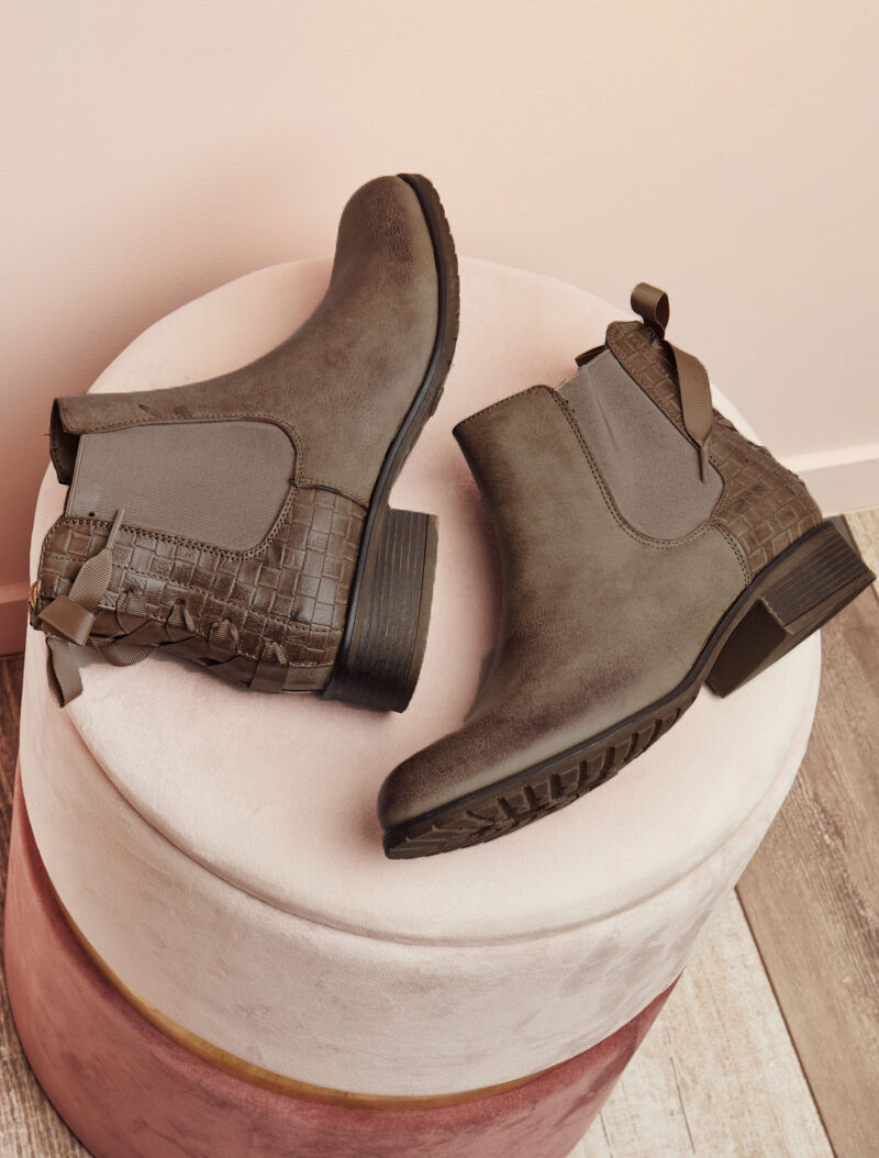 Chelsea boot à contrefort croco à corsage - Taupe - 5