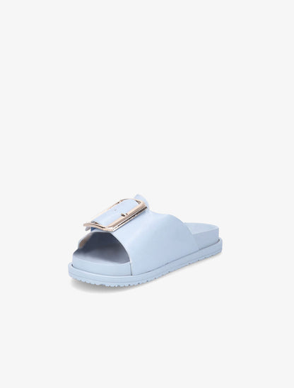 Claquettes en simili à boucle métallique - Bleu - 3