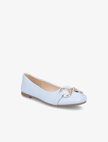 Ballerines à bouts carrés et boucles - Bleu clair - 1