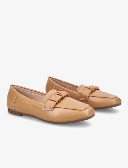 Mocassins à ornement froncé - Camel - 4