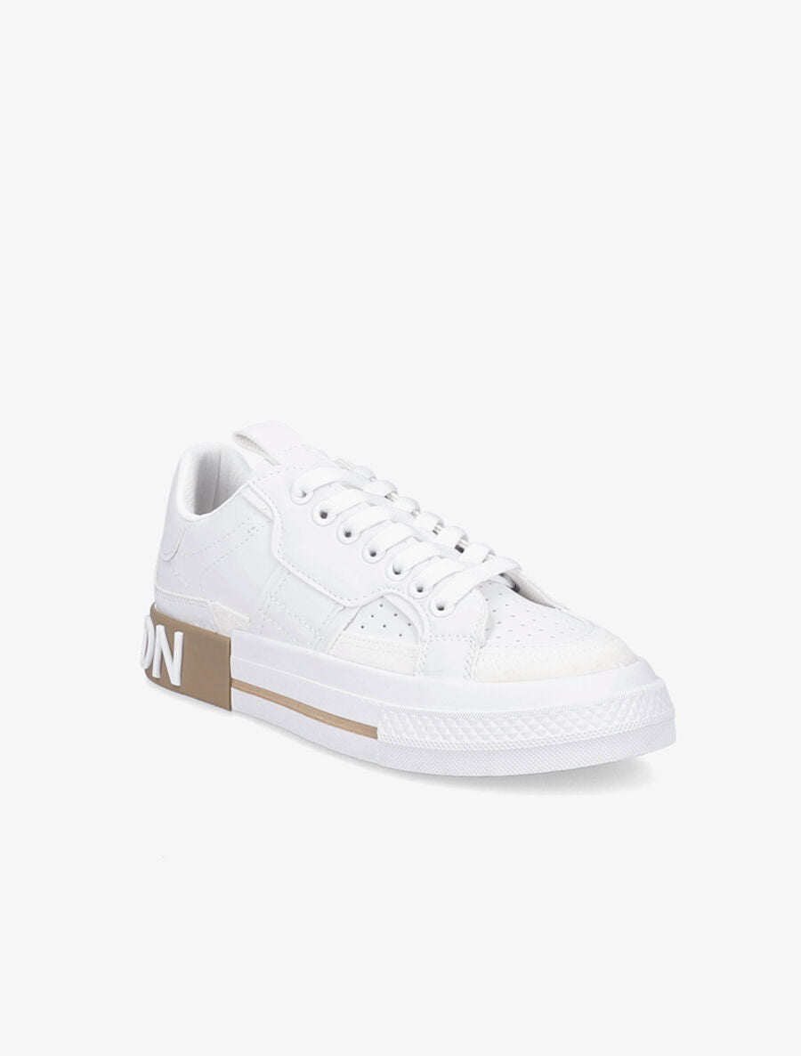Sneakers à inscription et détail suédine - Blanc - 2