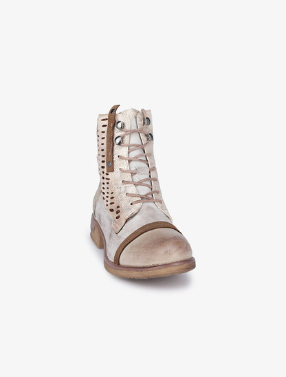 Boots style grunge à détails irisés - Beige - 3