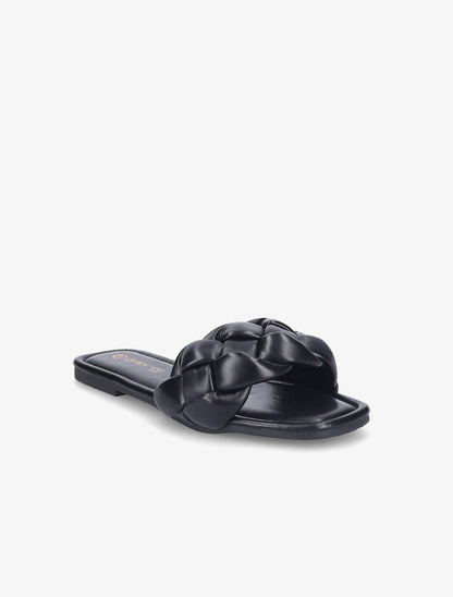 Mules brides tressées - Noir - 2