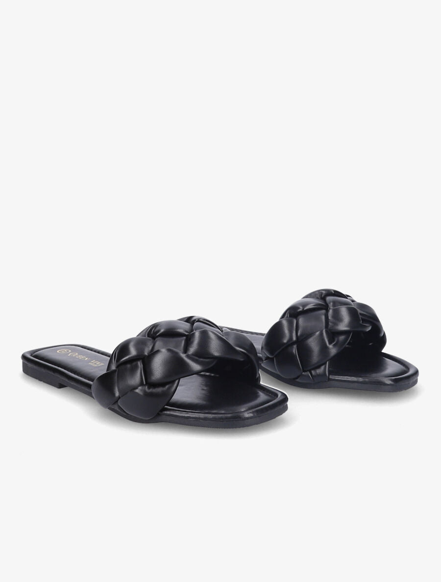 Mules brides tressées - Noir - 4