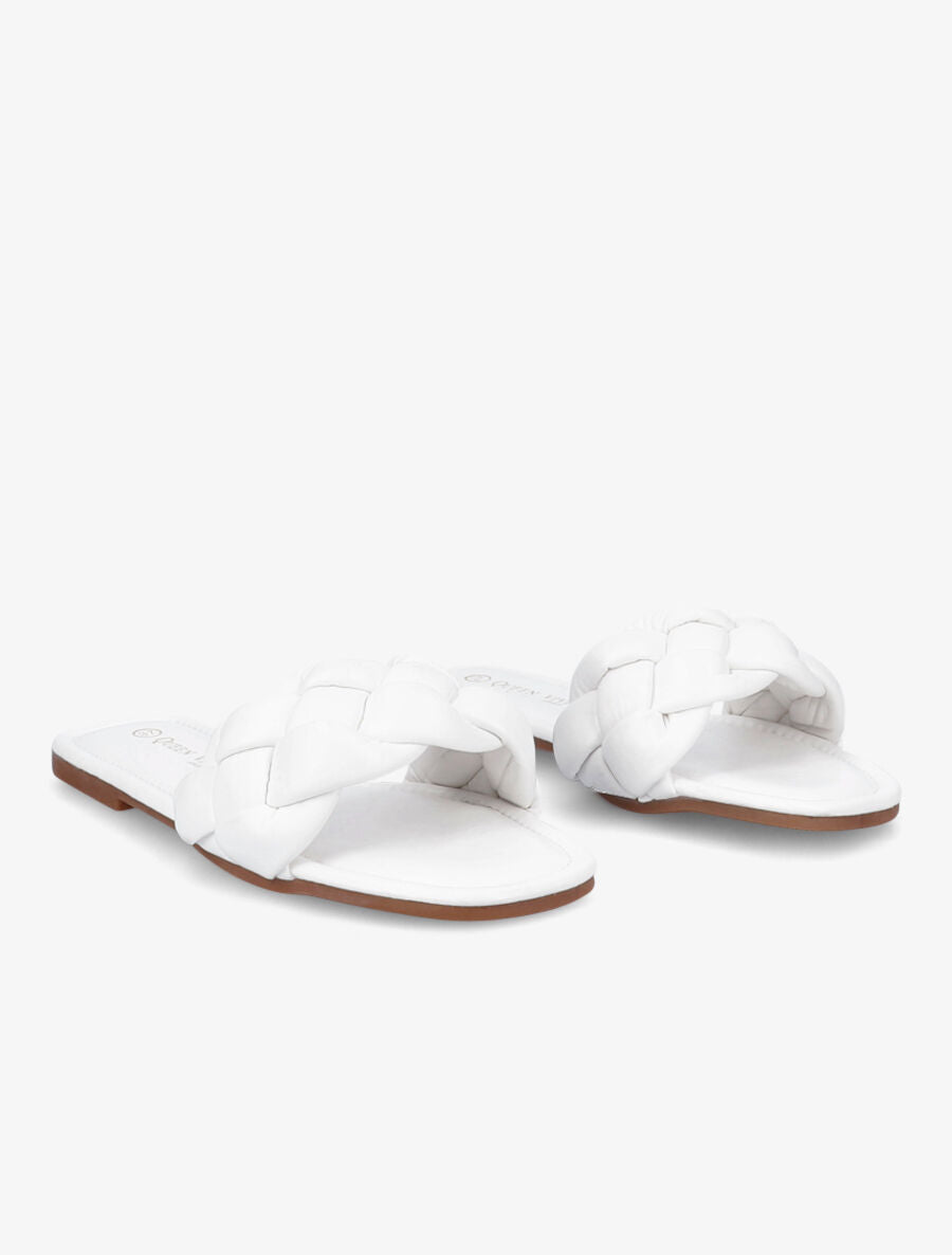 Mules brides tressées - Blanc - 4
