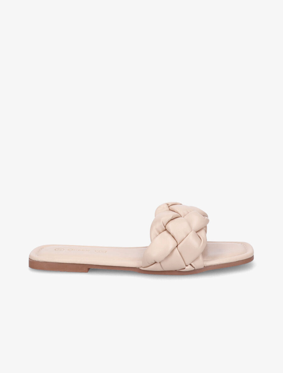 Mules brides tressées - Beige - 1