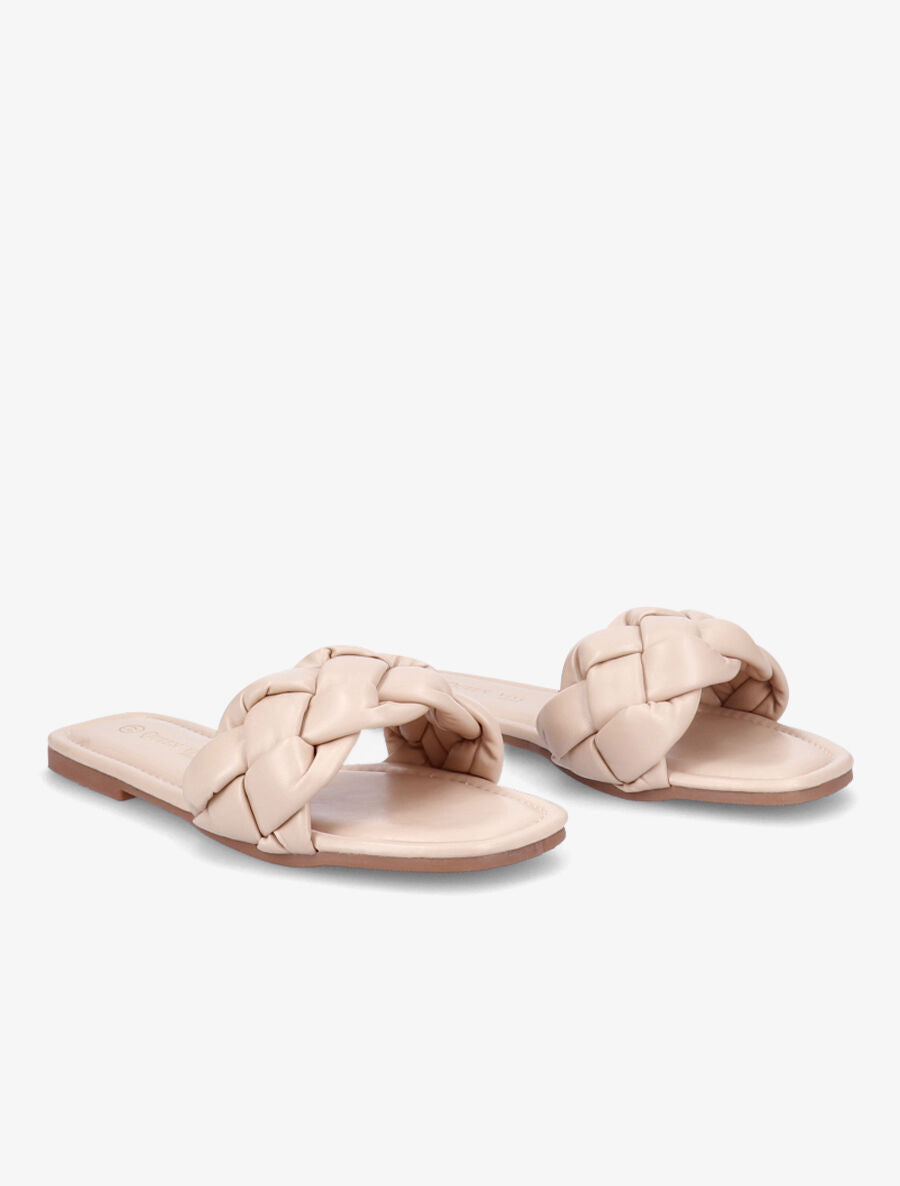 Mules brides tressées - Beige - 4