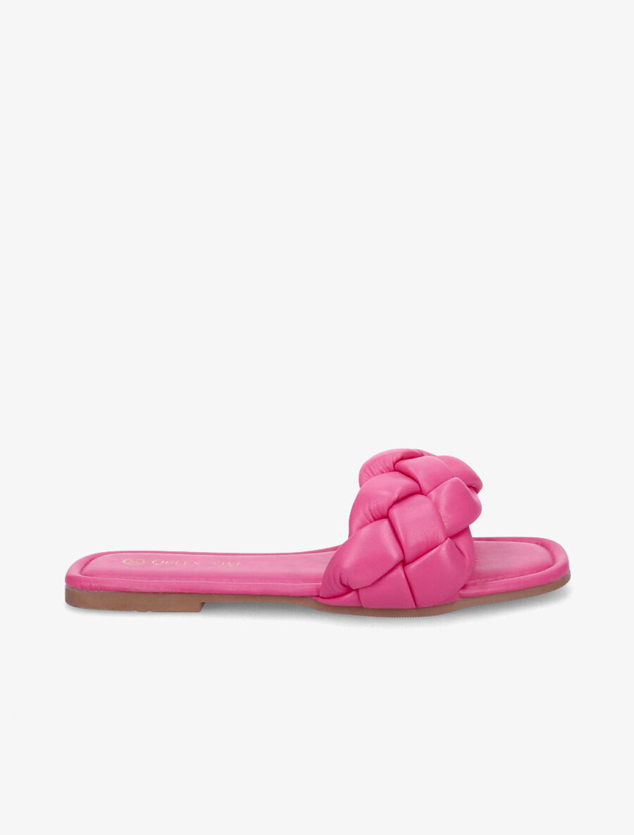 Mules brides tressées - Fushia - 1