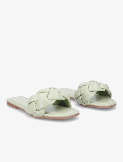 Mules brides tressées - Vert amande - 4