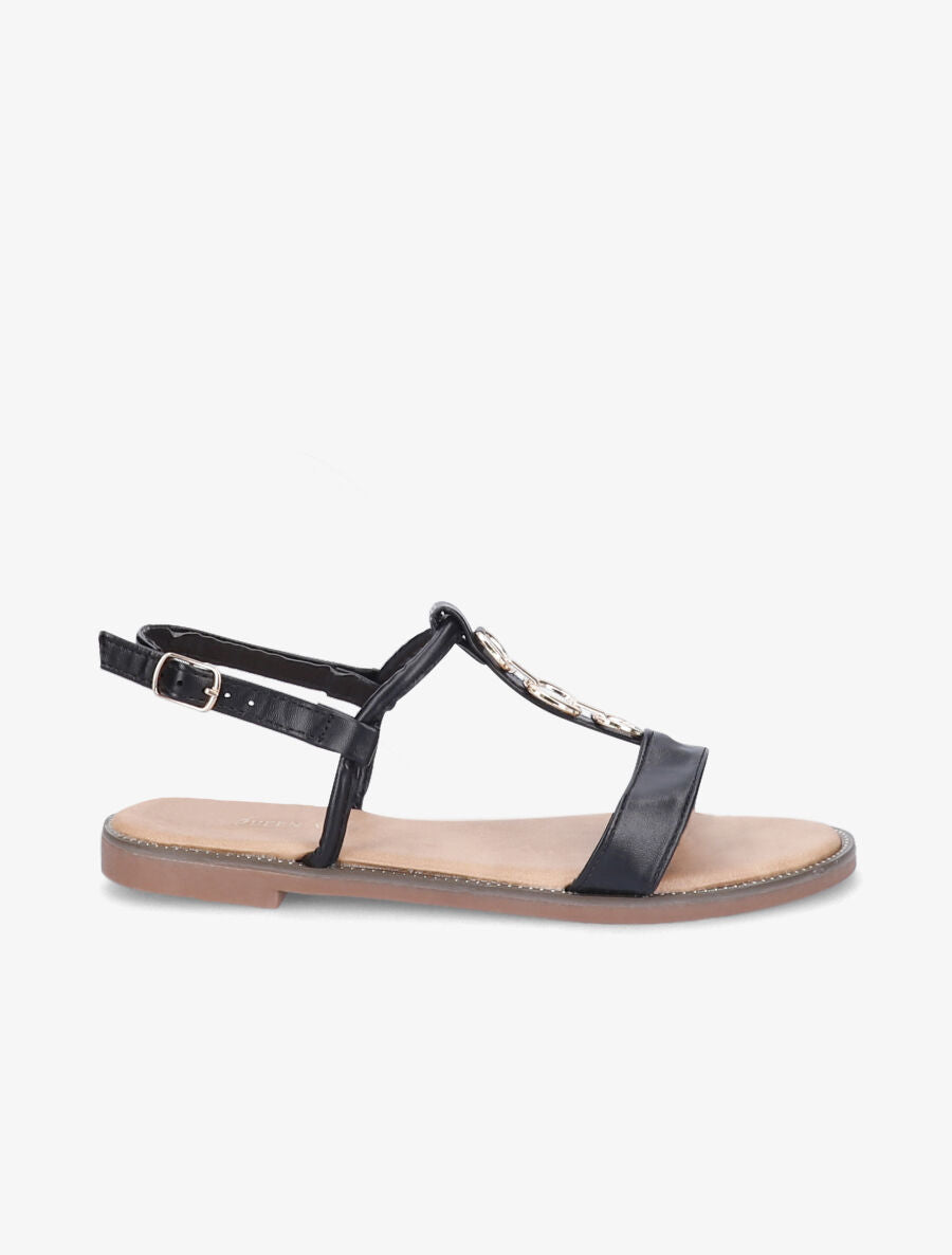Nu-pieds brides à chaînes - Noir - 2