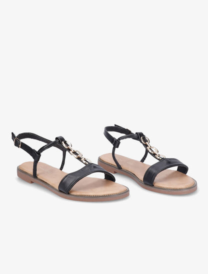 Nu-pieds brides à chaînes - Noir - 4