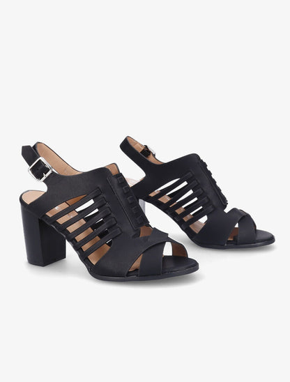Sandales à talons en simili à ganses croisées et entrelacées - Noir - 4