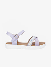 Sandales bi-matière à bride holographique - Lilas - 5