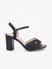 Sandales à brides croisées pailletées - Noir - 1