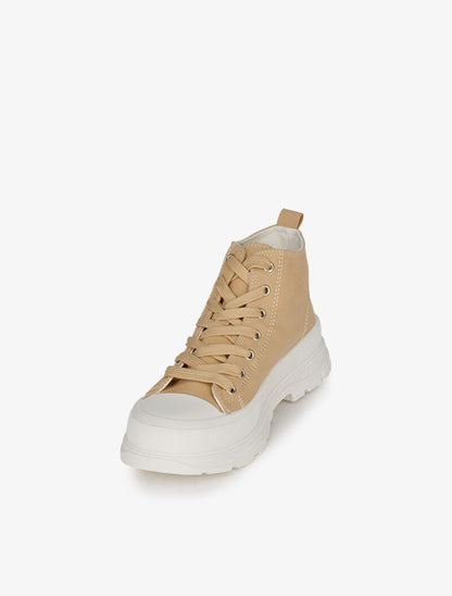 Tennis en toile à semelles épaisses - Beige - 4