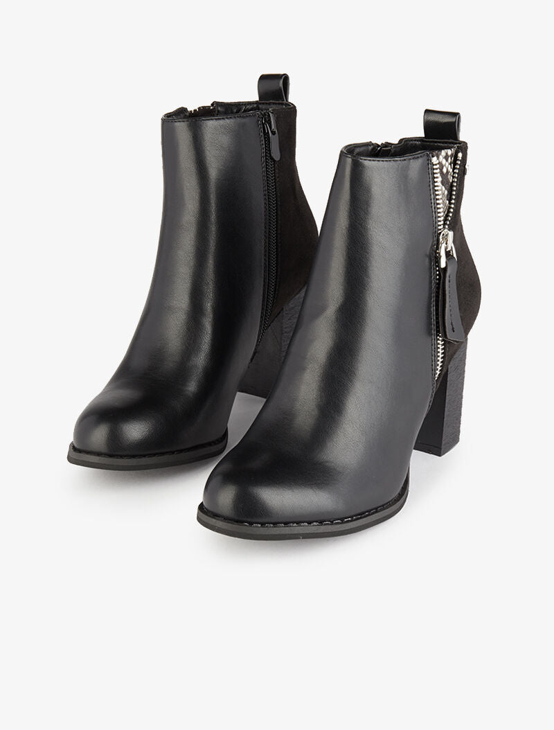 Bottines montantes à détail python - Noir - 2