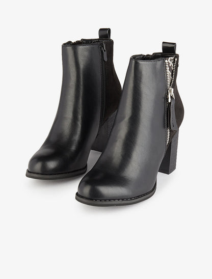 Bottines montantes à détail python - Noir - 2