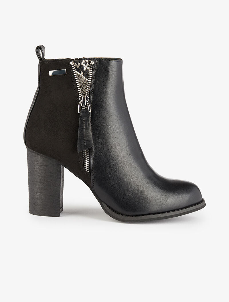 Bottines montantes à détail python - Noir - 1