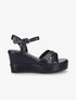 Sandales compensées en simili à plateforme - Noir - 1