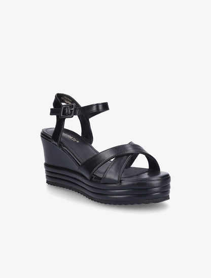 Sandales compensées en simili à plateforme - Noir - 2