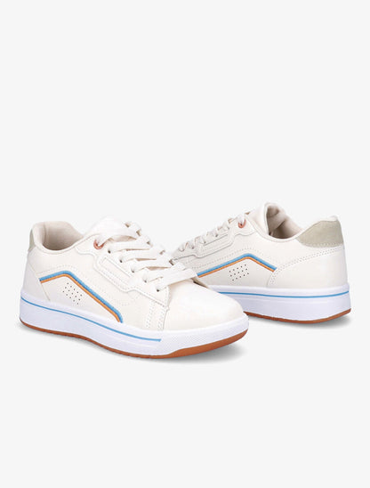 Tennis à contrefort en suédine contrastant - Beige - 4