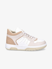 Sneakers montantes en simili - Beige - 1