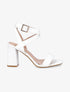 Sandales à talons en simili et brides croisées - Blanc - 1