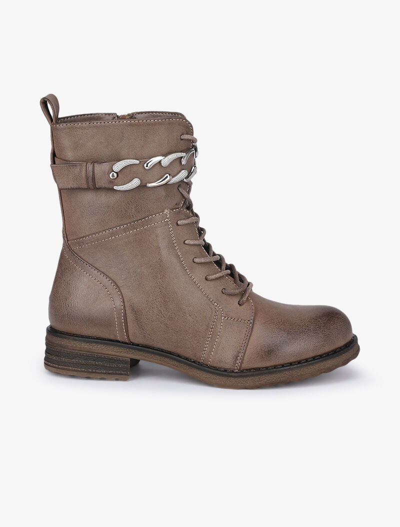 Boots lacées à lanières style chaîne - Taupe - 2